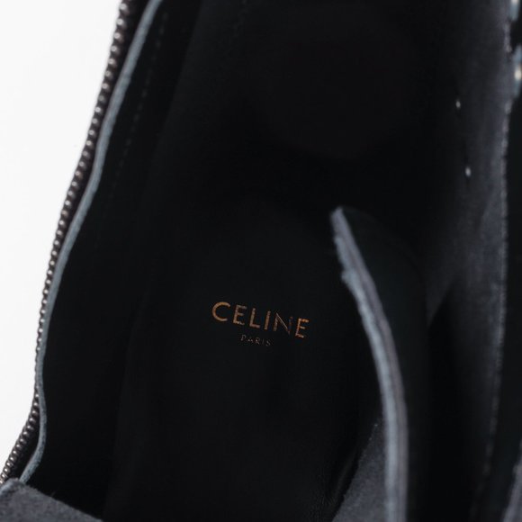 Celine Black Calf Leather Combat Boots with Buckles - Picture 13 of 13
